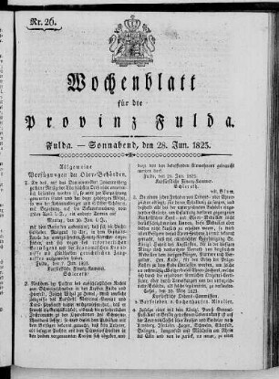 Nr. 26, Ausgabe vom 28. Juni 1823