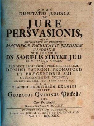 Disp. ... de iure persuasionis