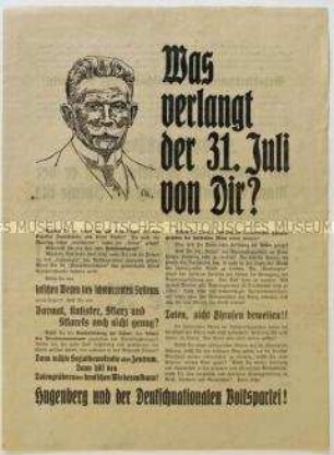 Aufruf der Deutschnationalen Volkspartei zur Reichstagswahl am 31. Juli 1932