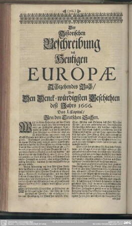 Achtzehendes Buch, Von Den Denck-würdigsten Geschichten deß Jahrs 1666