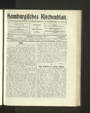 Nr. 39. Hamburg, 24. September 1911. 8. Jahrgang.