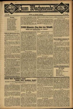 Zweite Ausgabe vom Sonntag, den 20. August 1933.