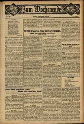 Zweite Ausgabe vom Sonntag, den 20. August 1933.