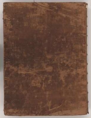 Buchdeckel, hinterer : Buchdeckel, hinterer, Innenseite mit Signatur der Sächsischen Landesbibliothek Dresden und Wasserzeichen, unbekannter Künstler, 1. Hälfte 18. Jh. Papier & Leder. 55 x 41 cm.
