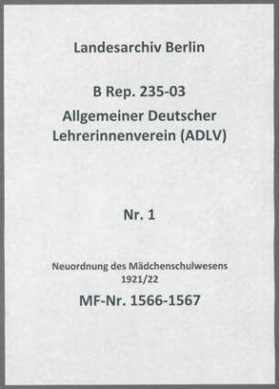 Neuordnung des Mädchenschulwesens
