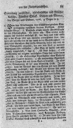 Sammlung juristischer, philosophischer und kritischer Aufsätze. St.5.