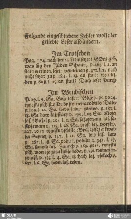 Folgende eingeschlichene Fehler wolle der geliebte Leser also ändern