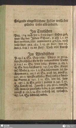 Folgende eingeschlichene Fehler wolle der geliebte Leser also ändern