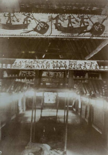 "Interior of a house in Ngaransche, Palau Islands"