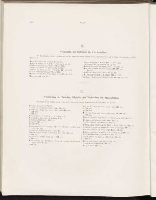 III. Verzeichnis der Besteller, Schenker und Vorbesitzer der Handschriften.