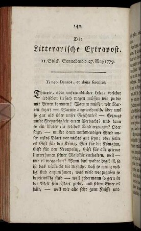 11. Stück. Sonnabend d. 27. März 1779.
