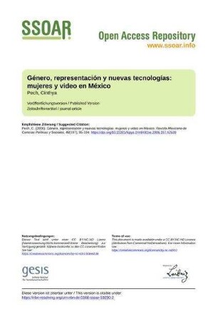 Género, representación y nuevas tecnologías: mujeres y video en México