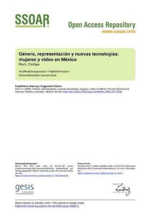 Género, representación y nuevas tecnologías: mujeres y video en México