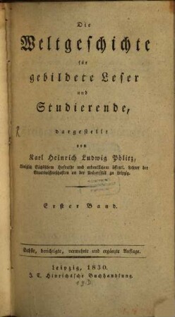 Die Weltgeschichte für gebildete Leser und Studierende, 1
