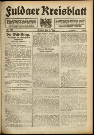 Ausgabe vom Freitag, den 07. Juni 1918.