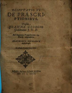 Disp. VI. de praescriptionibus