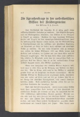 Die Sprachenfrage in der west-tibetischen Mission der Brüdergemeine