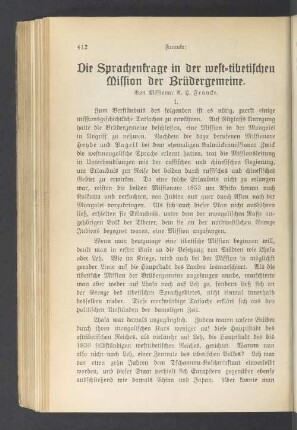 Die Sprachenfrage in der west-tibetischen Mission der Brüdergemeine
