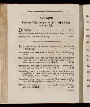 Verzeichniß derjenigen Abhandlungen, welche in diesem Bande enthalten sind.