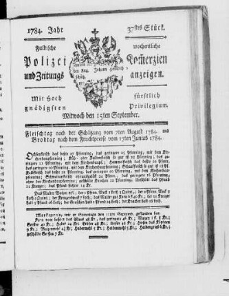 37tes Stück., Ausgabe vom 15. September 1784