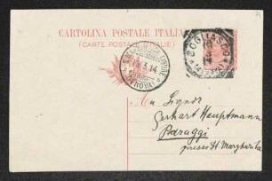 Brief von Felix Hollaender an Gerhart Hauptmann
