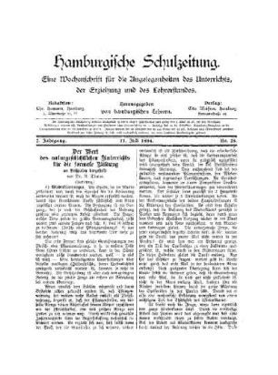 Der Wert des naturgeschichtlichen Unterrichts für die formale Bildung : an Beispielen dargestellt ; (Fortsetzung)