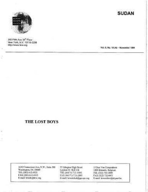 Sudan: the lost boys : child soldiers and unaccompanied boys in southern Sudan