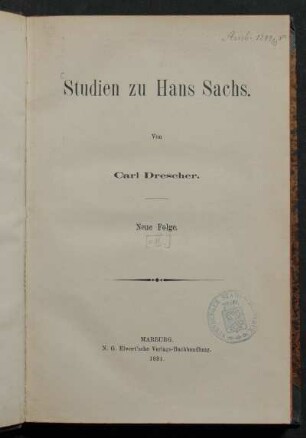 Band 2: Studien zu Hans Sachs