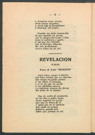 Revelación : (Vals). Para el vals "Marina"