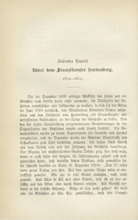 Siebentes Kapitel. Unter dem Staatskanzler Hardenberg. 1810-1815