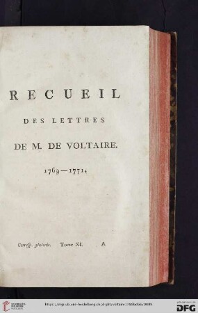 Recueil des lettres de M. de Voltaire 1769 - 1771