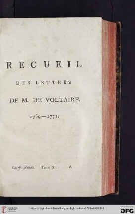 Recueil des lettres de M. de Voltaire 1769 - 1771