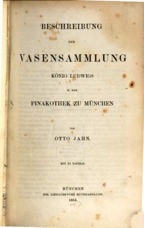 Beschreibung der Vasensammlung König Ludwigs in der Pinakothek zu München