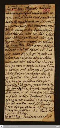 Disposition der paränetischen Vorlesung von August Hermann Francke am 22.10.1722.