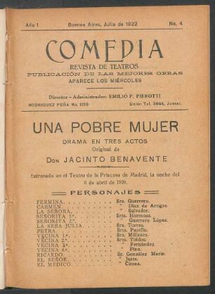 1922000400: Una pobre mujer : drama en tres actos