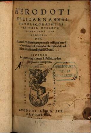 Herodoti Halicarnassei historiographi libri VIIII. mvsarvm nominibvs inscripti