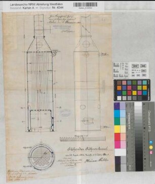 Vorhelm (Ahlen) Schacht Arup stehender Röhrenkessel 1883 1 : 15 48 x 32 Zeichnung Strontianit Societät von Goerne & Co. Bergämter Nr. 5364