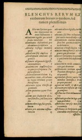 Elenchus Rerum Et verborum ...