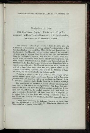 Melolonthiden aus Marocco, Algier, Tunis und Tripolis,