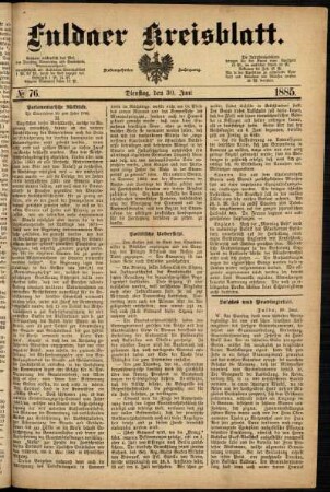 Ausgabe vom Dienstag, den 30. Juni 1885.