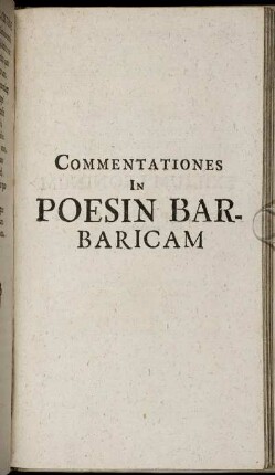 Commentationes In Poesin Barbaricam.