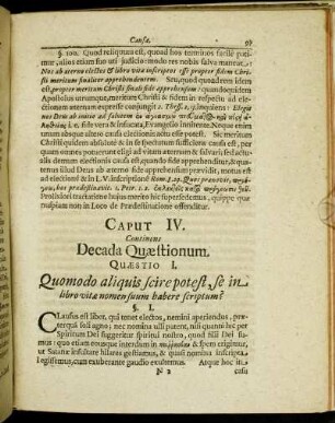 Caput IV. Continens Decada Quæstionum.