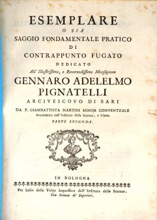 Esemplare O Sia Saggio Fondamentale Pratico Di Contrappunto Sopra Il Canto Fermo, 2