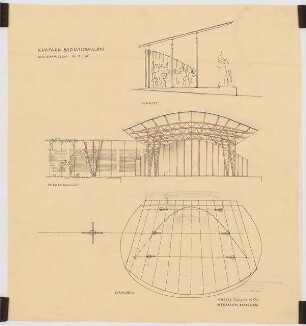 Kurpark Bad Wildungen: Musikpavillon (Skizze) Grundriss, Schnitt 1:50