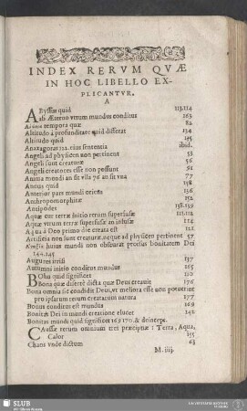 Index Rervm Qvae In Hoc Libello Explicantvr