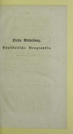 Dritte Abtheilung. Physikalische Geographie