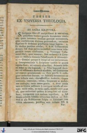 Theses Ex Universa Theologia.