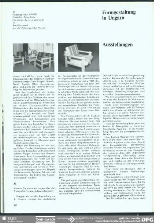 Ausstellungen : Formgestaltung in Ungarn