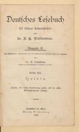 Teil 3 = Quinta, [Schülerband]: [Teil 3 = Quinta, [Schülerband]]