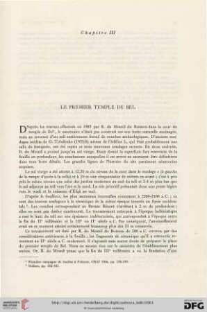 Chapitre III: Le premier temple de Bel